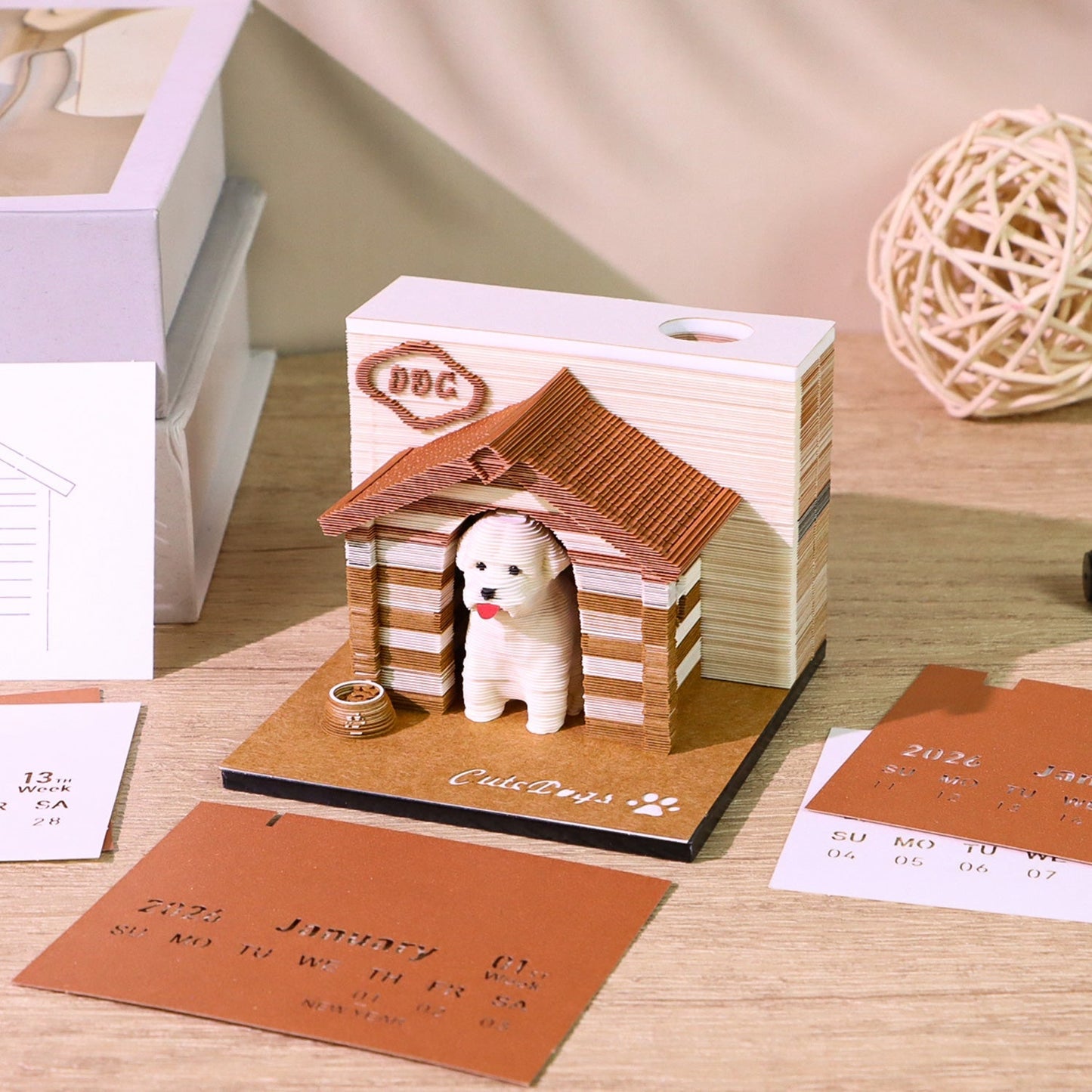 3D Calendar 2026 - Dog