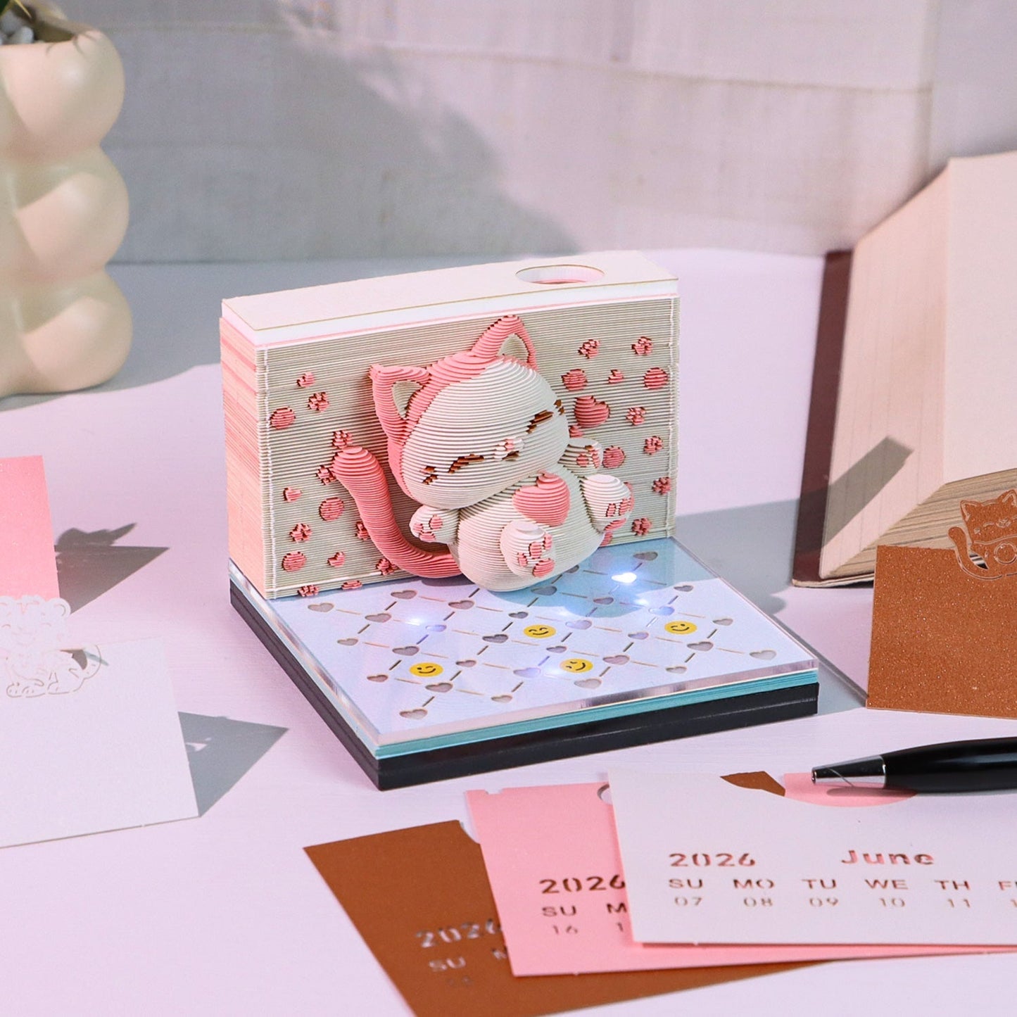 3D Calendar 2026 - Jumping cat