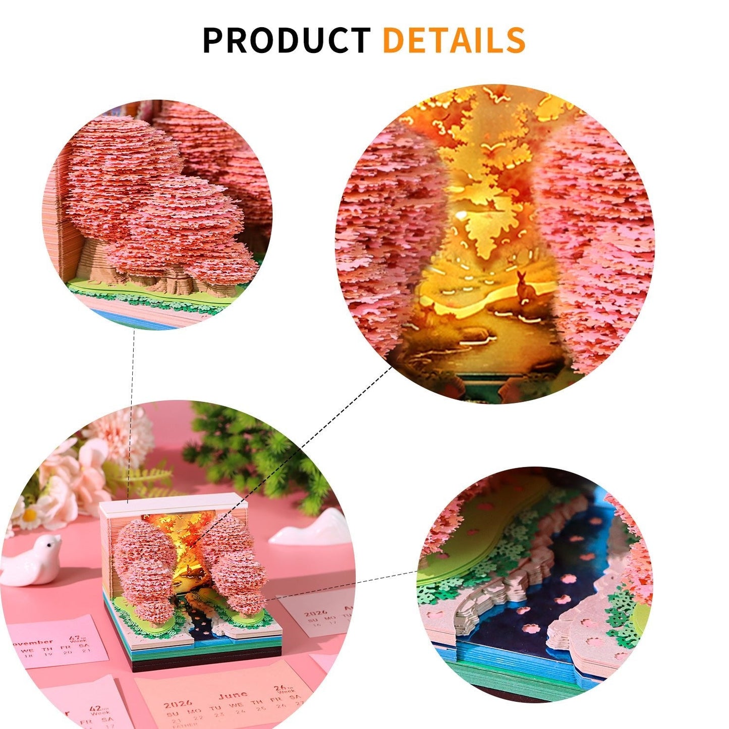 3D Calendar 2026 - Peach Blossom Forest