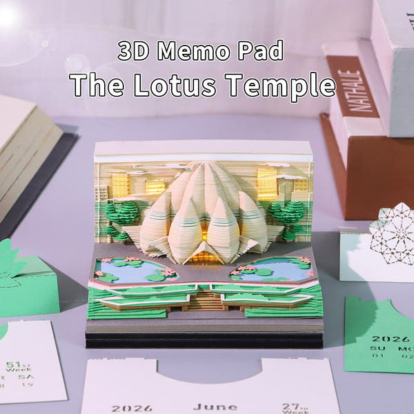 3D Calendar 2026 - The Lotus Temple