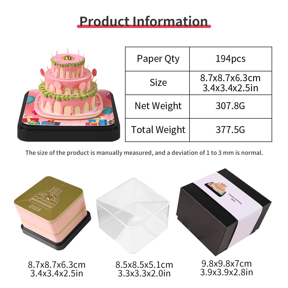 3D Calendar 2026 - Happy Birthday